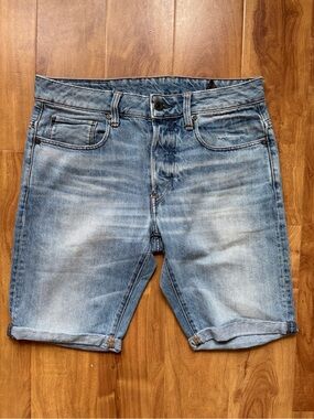 G-Star Light Blue Washed Denim Shorts